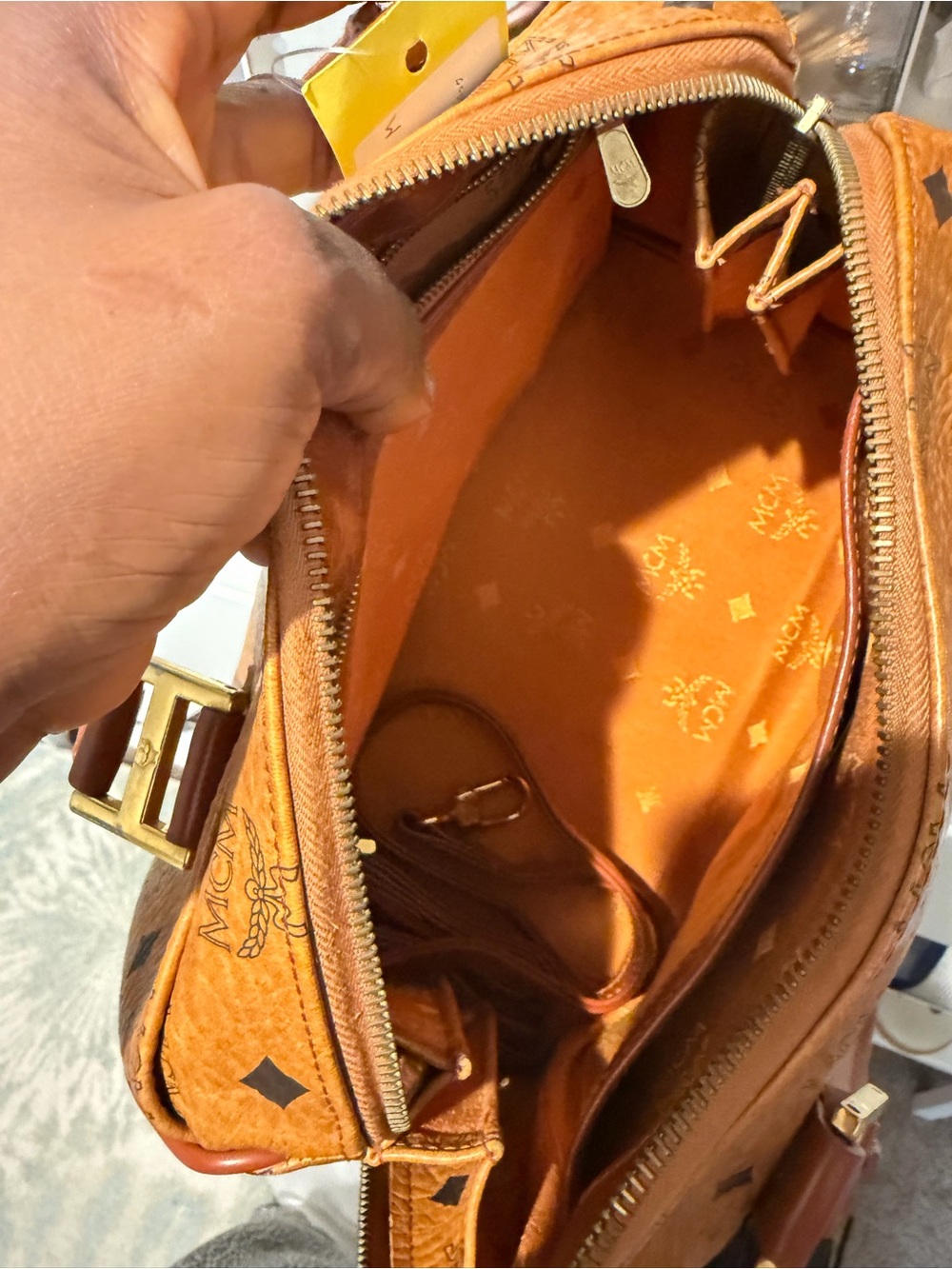 MCM Cognac/Chestnut Visetos Monogram Top-Handle Satchel - Picture 5 of 5